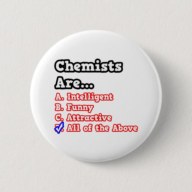 Chapa Redonda De 5 Cm Prueba química...Chiste (Anverso)