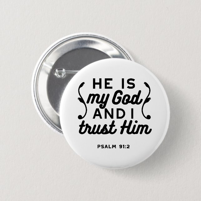 Chapa Redonda De 5 Cm Psalm 91:2 – Trust in God Christian Bible Verse (Anverso y reverso)