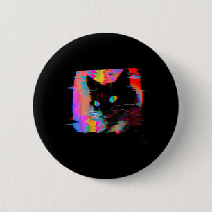 Chapa Redonda De 5 Cm Psicodelia Weirdcore Cat Vaporwave Recorrido estét