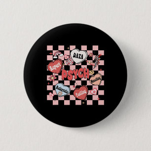 Chapa Redonda De 5 Cm Psicólogo Escolar Retro Groovy Día de San Valentín