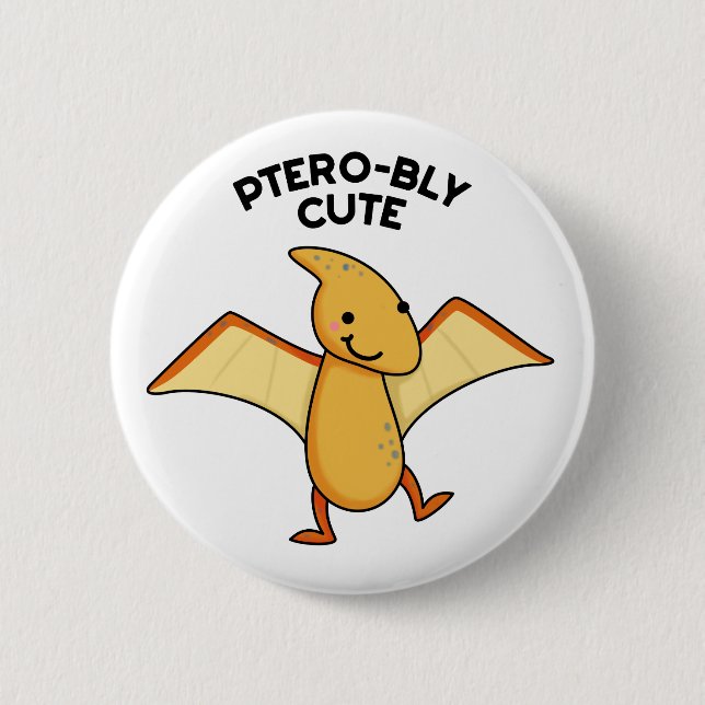 Chapa Redonda De 5 Cm Pterobobly Cute Funny Dinosaur Pterodactyl Pun (Anverso)