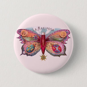 Chapa Redonda De 5 Cm Publicidad de pintura de antigüedades de mariposa