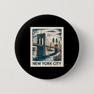 Chapa Redonda De 5 Cm Puente de Brooklyn Ciudad de Nueva York Bold Retro