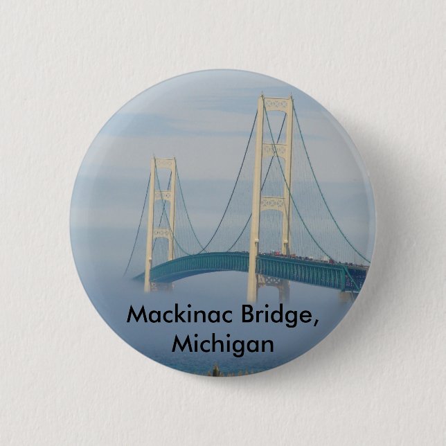 Chapa Redonda De 5 Cm Puente de Mackinac, Michigan (Anverso)