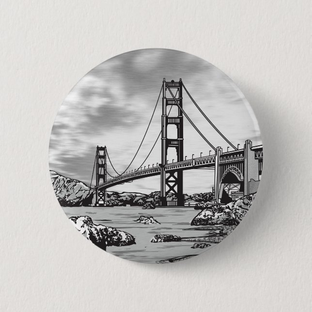 Chapa Redonda De 5 Cm Puente Golden Gate (Anverso)