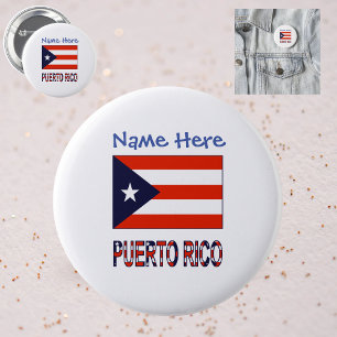 Chapa Redonda De 5 Cm Puerto Rico Bandera Puertorriqueña Azul Personaliz