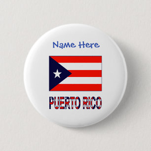 Chapa Redonda De 5 Cm Puerto Rico Bandera Puertorriqueña Azul Personaliz
