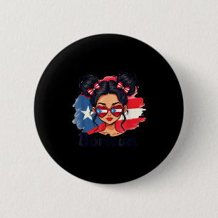 Chapa Redonda De 5 Cm Puerto Rico Patrimonio Hispano Moño Desordenado Pu