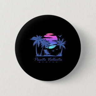 Chapa Redonda De 5 Cm Puerto Vallarta México vacaciones de playa retro v