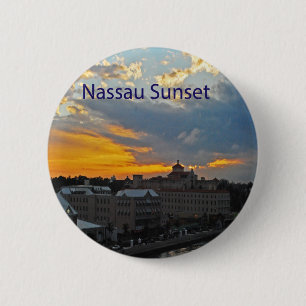 Chapa Redonda De 5 Cm Puesta del sol, Nassau Bahamas