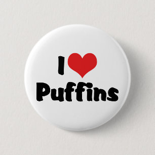 Chapa Redonda De 5 Cm Puffines de Corazón que Amo