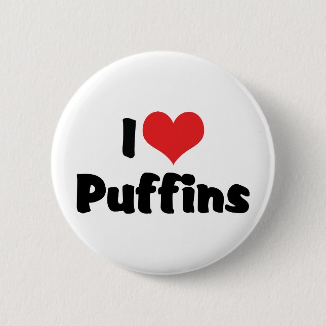 Chapa Redonda De 5 Cm Puffines de Corazón que Amo (Anverso)