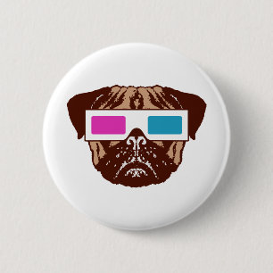 Chapa Redonda De 5 Cm Pug 3D