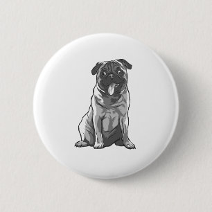 Chapa Redonda De 5 Cm Pug Adorable con Buen Humor