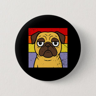 Chapa Redonda De 5 Cm Pug Antiguo Humorista Amante de Perros Cachorros T