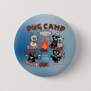 Chapa Redonda De 5 Cm Pug Camp 2024 Pin - Ombre