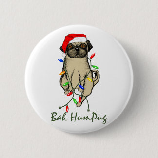 Chapa Redonda De 5 Cm Pug Dog Bah Humpug Navidades graciosos