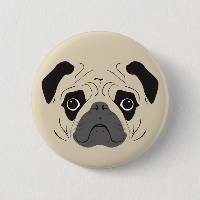 Chapa Redonda De 5 Cm Pug Face Silhouette (Anverso)