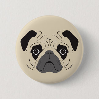 Chapa Redonda De 5 Cm Pug Face Silhouette