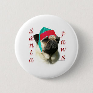 Chapa Redonda De 5 Cm Pug (fawn) Santa Paws