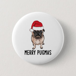 Chapa Redonda De 5 Cm Pug Merry Christmas Pug Merry Pugmas