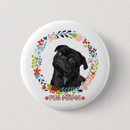 Chapa Redonda De 5 Cm Pug negro lindo - Pug Mama