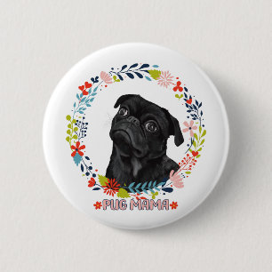 Chapa Redonda De 5 Cm Pug negro lindo - Pug Mama