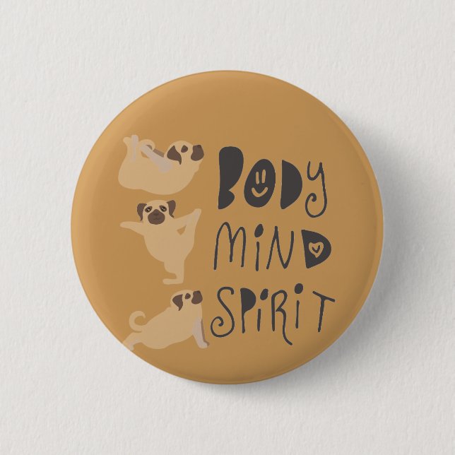 Chapa Redonda De 5 Cm Pugs de Yoga (Anverso)