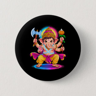Chapa Redonda De 5 Cm Puja hindú a Ganesha Dios Elefante India Meditació