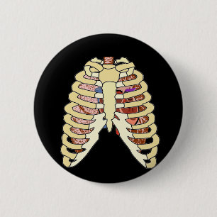 Chapa Redonda De 5 Cm Pulmones y corazón de la caja torácica