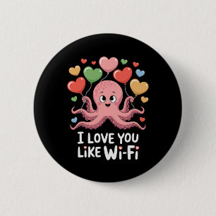 Chapa Redonda De 5 Cm Pulpo Con Corazón Lloons Te Amo Como Va Wi-fi