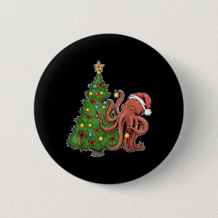 Chapa Redonda De 5 Cm Pulpo de Navidad
