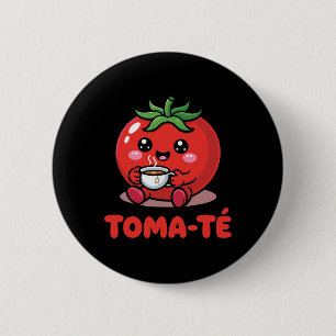 Chapa Redonda De 5 Cm Pun Tomate Maestra Divertida Escuela Profesora De