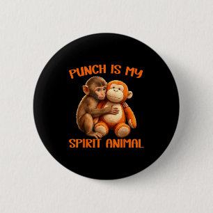 Chapa Redonda De 5 Cm Punch es el animal espiritual meme del mono punch