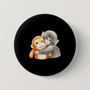 Chapa Redonda De 5 Cm Punchkung el mono sosteniendo amigo de peluche mem