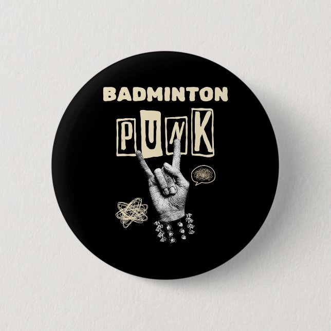 Chapa Redonda De 5 Cm Punk Badminton Rock N Roll Racket (Anverso)