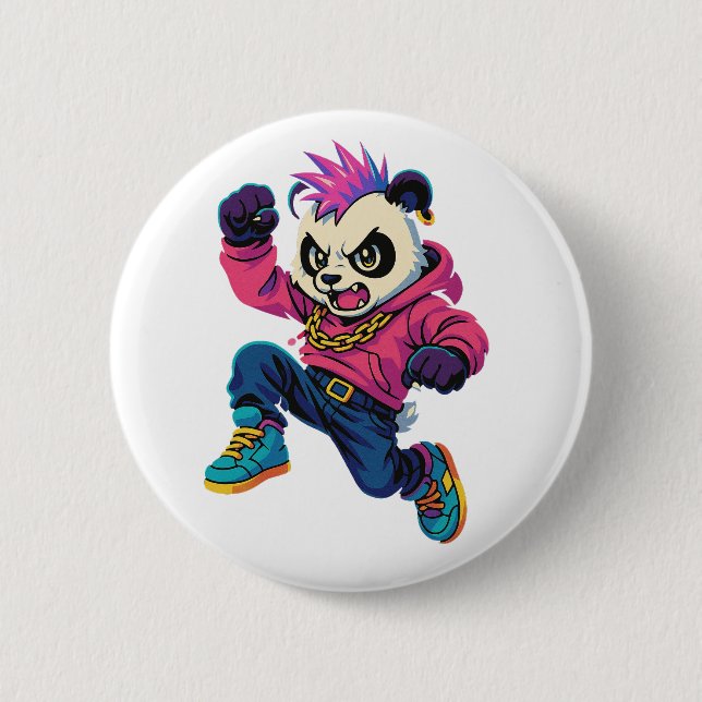 Chapa Redonda De 5 Cm Punk Panda Power (Anverso)