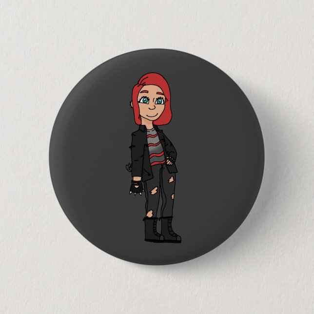 Chapa Redonda De 5 Cm punk red head girl (Anverso)