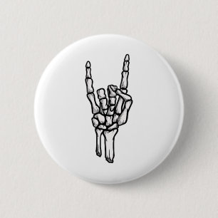 Chapa Redonda De 5 Cm Punk Rock Skeleton Guay Rocker Halloween Halloween