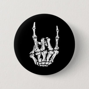 Chapa Redonda De 5 Cm Punk Rock Skeleton Guay Rocker Halloween Halloween