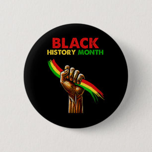 Chapa Redonda De 5 Cm Puño del Poder Negro Mes de la Historia Negra Amer
