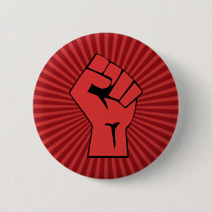 Chapa Redonda De 5 Cm Puño Revolucionario Rojo