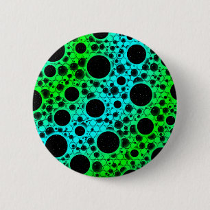 Chapa Redonda De 5 Cm Puntos de burbuja espacial - cian/verde