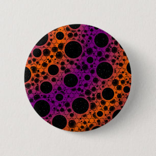 Chapa Redonda De 5 Cm Puntos de burbuja espacial - Púrpura/Naranja