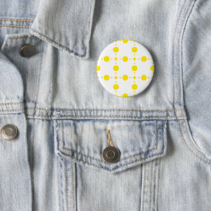 Chapa Redonda De 5 Cm Puntos de Polka Amarillo, Patrón De Punto De Polka