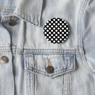 Chapa Redonda De 5 Cm Puntos de polka negros y blancos, patrón de punto