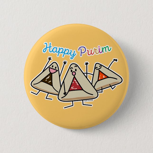 Chapa Redonda De 5 Cm Purim hamantaschen los pasteles Sameach Oznei (Anverso)