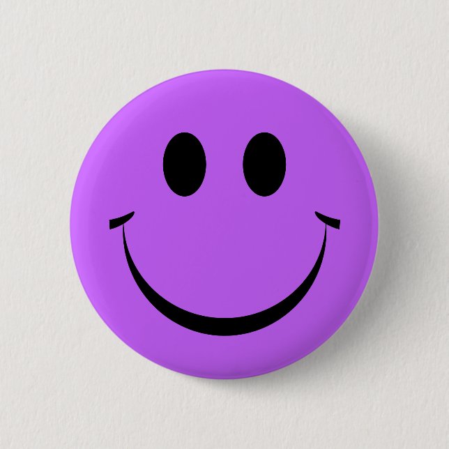 Chapa Redonda De 5 Cm Purple Happy Face Cute (Anverso)