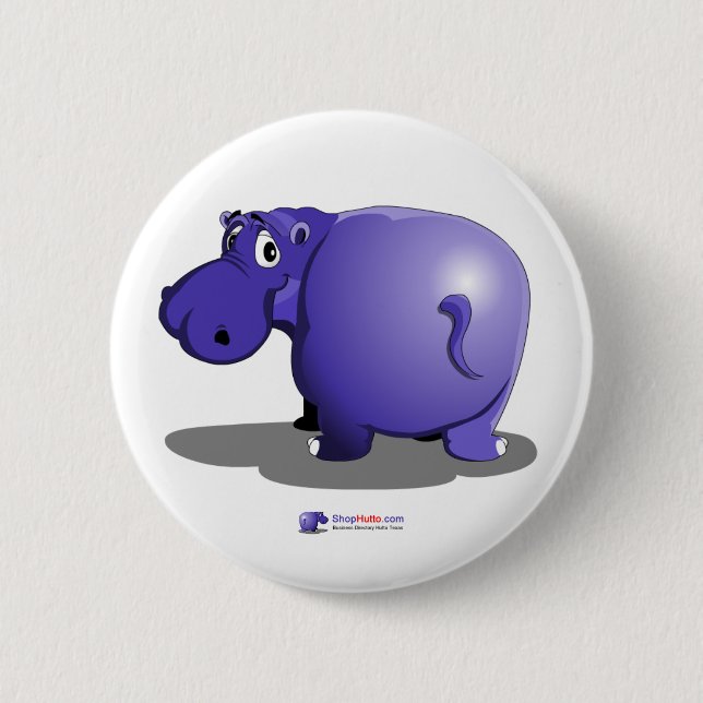 Chapa Redonda De 5 Cm Purple Hippo Button (Anverso)