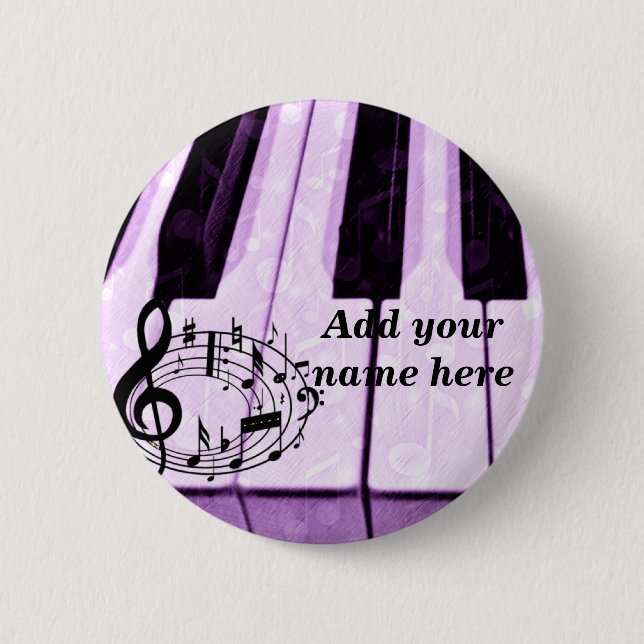 Chapa Redonda De 5 Cm Purple Keys y notas musicales_ (Anverso)